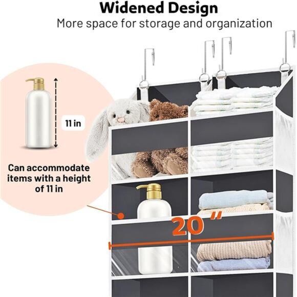 Over the Door Organizer 5 Tiers,Extra Large Behind Door Storage of 10Compartment - Picture 3 of 7